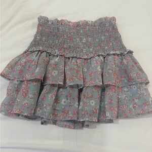 Altar'd State Floral Smocked Mini Skirt - Blue and Pink